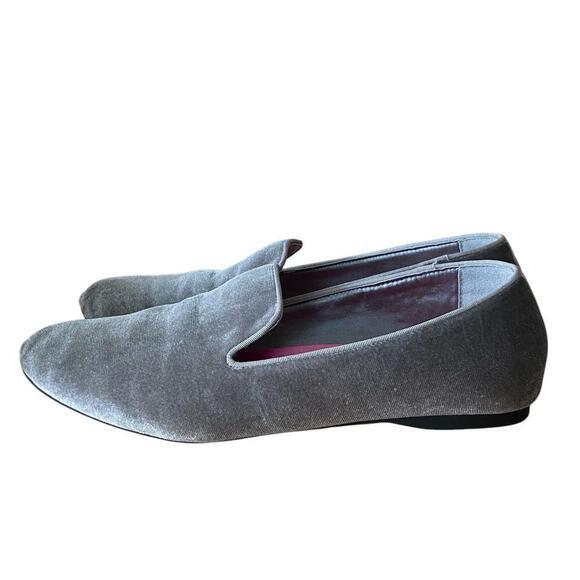 BIRDIES Women's Starling Velvet Flat Loafers in Stone Silver, Size 10 - Picture 6 of 12